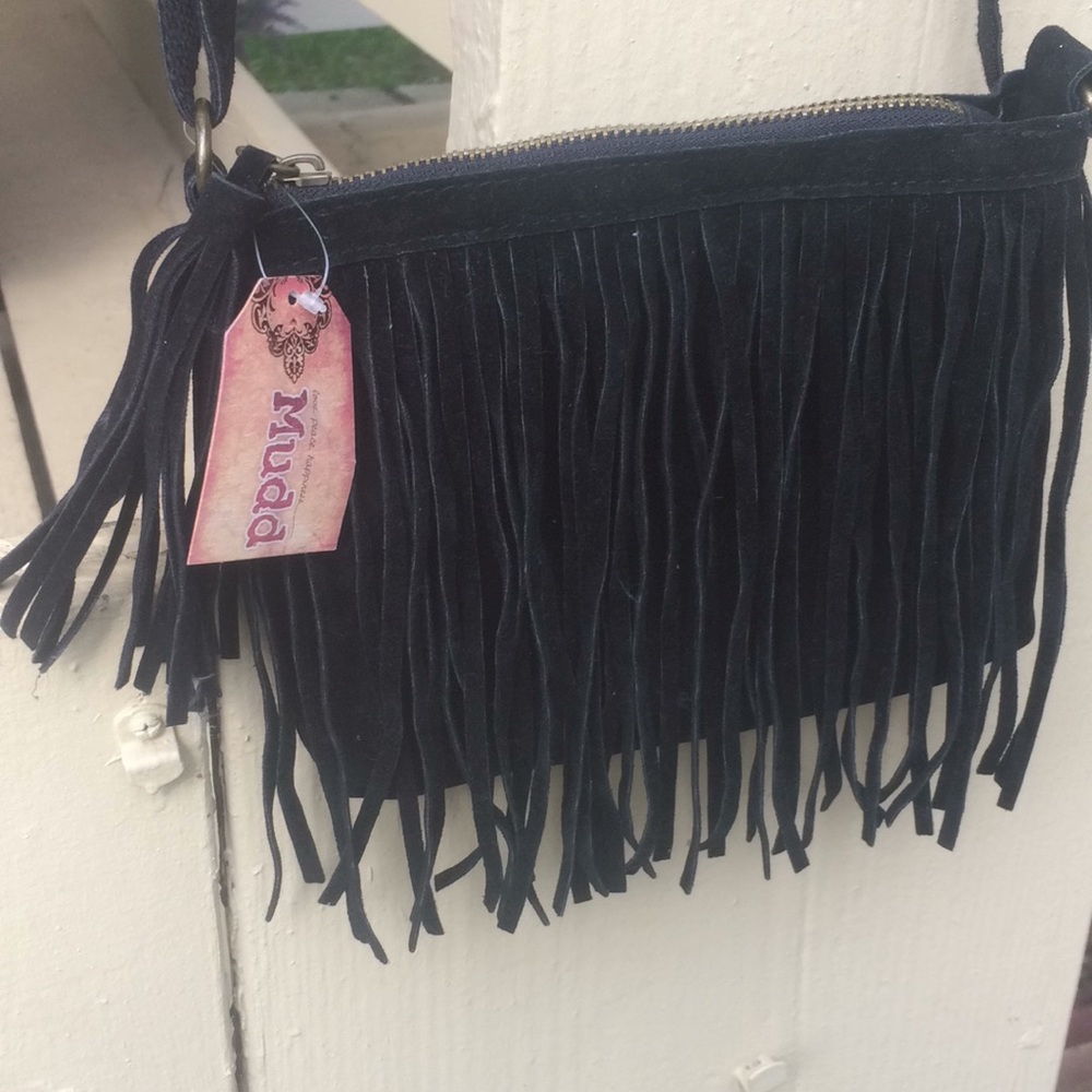 Mudd black fringe purse